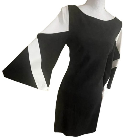 Boston Proper Travel Collection Color Block Flare Sleeves Career Midi Dr… - Picture 3 of 15